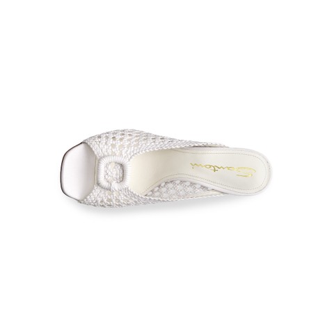 Women's white woven leather high-heel sandal - Santoni - 4