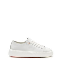 Women's white tumbled leather sneaker - Santoni - 1
