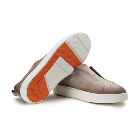 Men's beige suede slip-on sneaker - Santoni - 3