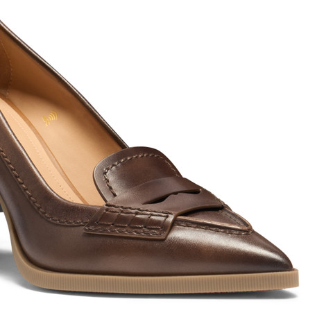 Women's brown leather high-heel pump - Santoni - 6