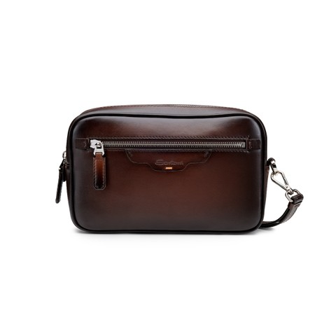 Dark brown leather beauty case - Santoni - 1