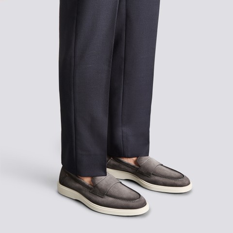 Men's grey suede penny loafer - Santoni - 2