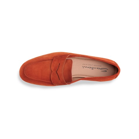 Women's orange suede Carla loafer - Santoni - 4
