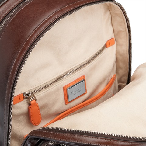 Dark brown leather backpack - Santoni - 3