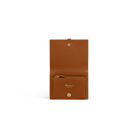 Light brown tumbled leather wallet with coin pocket - Santoni - 4