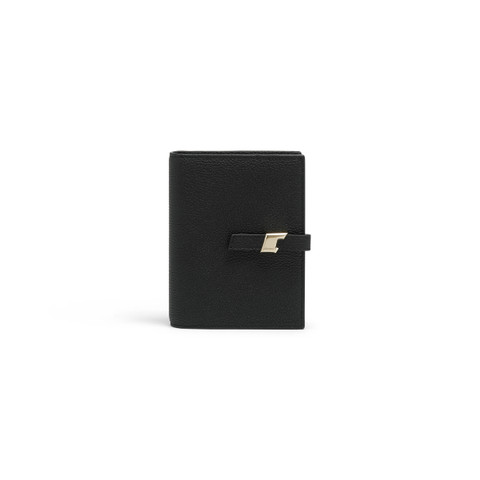 Black tumbled leather wallet with coin pocket - Santoni - 1