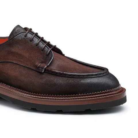 Men's dark brown suede Derby shoe - Santoni - 5
