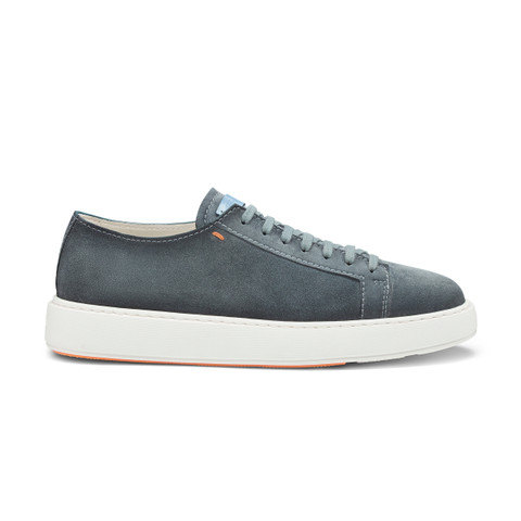 Men's light blue suede sneaker - Santoni - 1