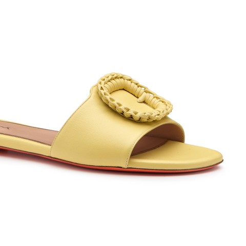 Women's yellow leather slide sandal - Santoni - 5