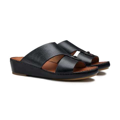 Men's black leather sandal - Santoni - 2