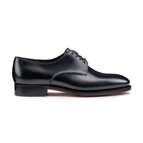 Men's black leather Derby shoe - Santoni - 1