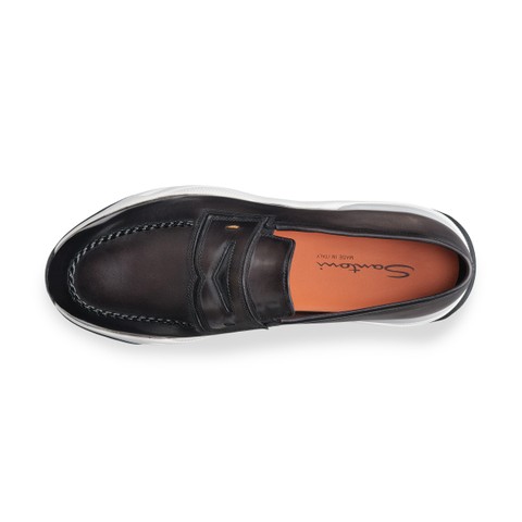 Mocasines penny de hombre en piel gris - Santoni - 4