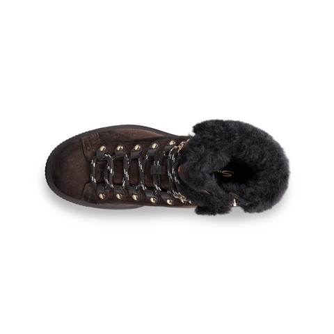 Women's dark brown suede hiking boot - Santoni - 4