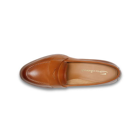 Women’s brown leather penny loafer - Santoni - 4