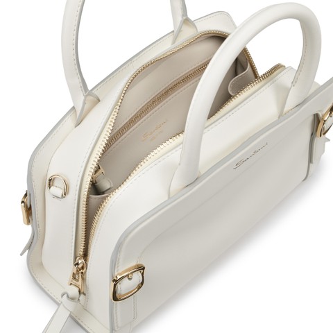Borsa a mano in pelle bianca - Santoni - 4