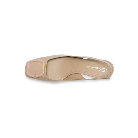 Women&rsquo;s pink patent leather mid-heel slingback - Santoni - 4