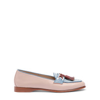 Mocassin Andrea avec glands en daim rose et bleu ciel pour femme - Santoni - 1