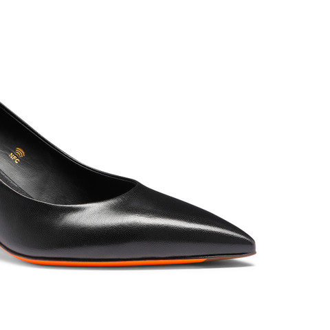 Women's black leather mid-heel pump - Santoni - 6