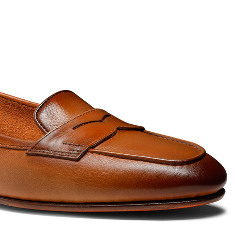 Women's light brown leather Carla loafer - Santoni - 6
