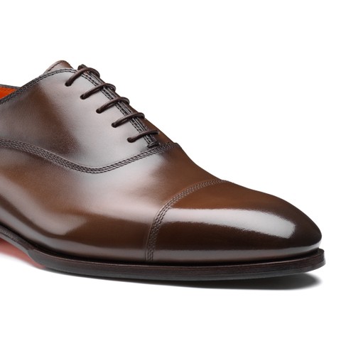 Men's dark brown leather Oxford shoe - Santoni - 5