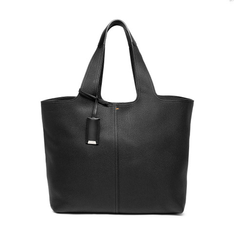 Black tumbled leather shoulder bag - Santoni - 1