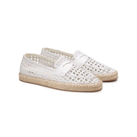 Women's white woven leather espadrillas - Santoni - 2