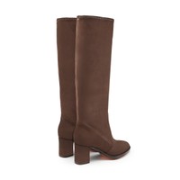 Women's dark brown suede mid-heel boot - Santoni - 2