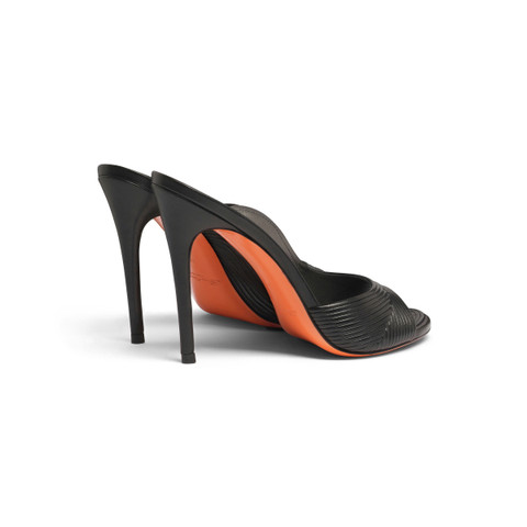 Women's black leather high-heel sandal - Santoni - 4