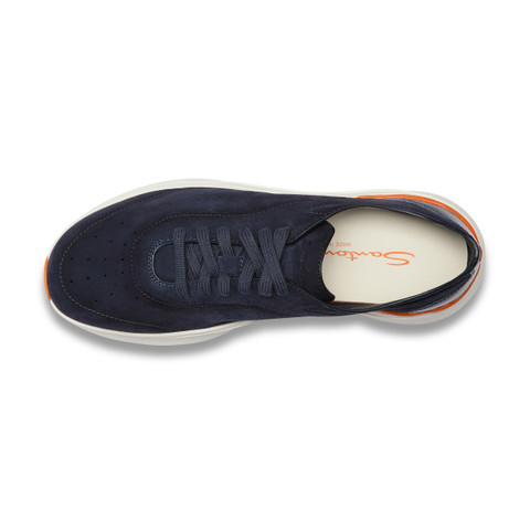 Men's blue suede and leather Easy Bounce sneaker - Santoni - 5