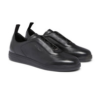 Men's black leather sneaker - Santoni - 2