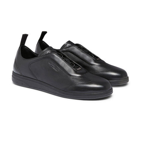 Men's black leather sneaker - Santoni - 2
