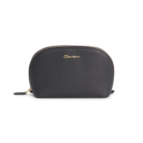 Black tumbled leather pouch - Santoni - 1