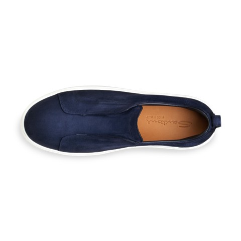 Men's blu suede slip-on sneaker - Santoni - 4
