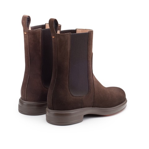 Women's dark brown suede Chelsea boot - Santoni - 3