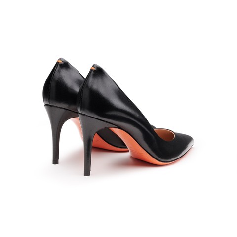 Women's black leather high-heel pump - Santoni - 3