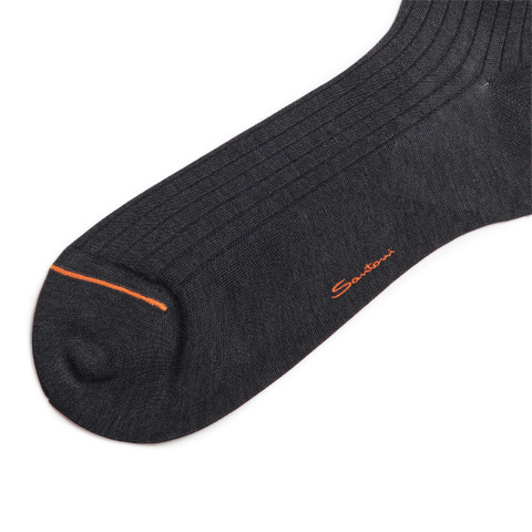 Grey Filo di Scozia mercerised cotton crew socks - Santoni - 2