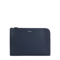 Blue tumbled leather document holder - Santoni - 1