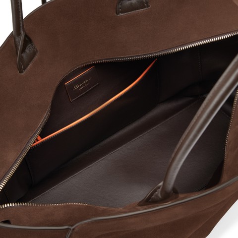 Borsa a spalla in suede testa di moro - Santoni - 4