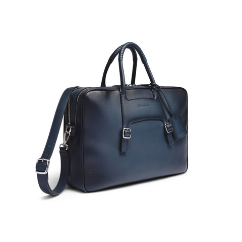 Blue leather laptop bag - Santoni - 3