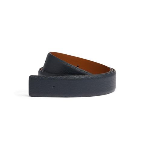 Sangle de ceinture en cuir foulonné bleu - Santoni - 1