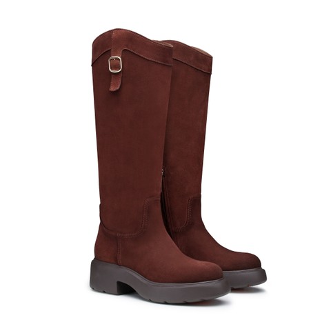 Women's dark brown suede Easy boot - Santoni - 4