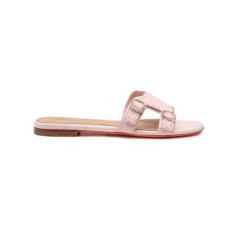 Women's pink leather Didi slide sandal - Santoni - 1