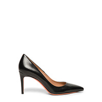 Women's black leather high-heel pump - Santoni - 1