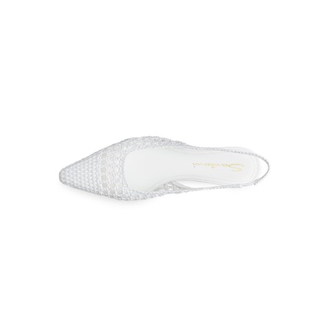 Women's white woven leather low-heel slingback - Santoni - 3