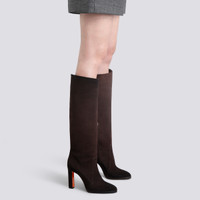 Stivale tacco alto da donna in suede testa di moro - Santoni - 2