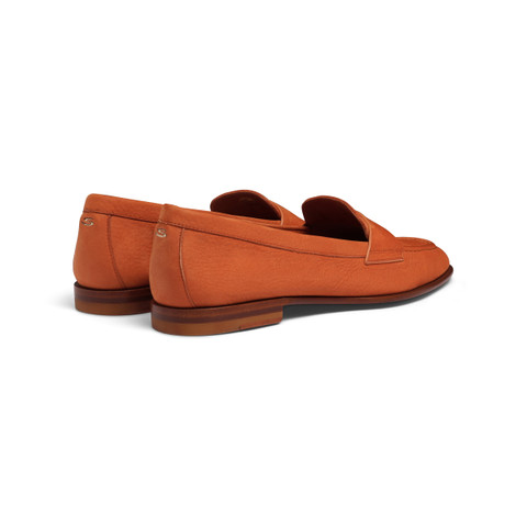 Mocassino penny da donna in nabuk arancione - Santoni - 4