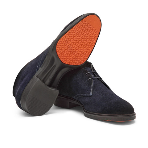 Men's blue suede Easy desert boot - Santoni - 3