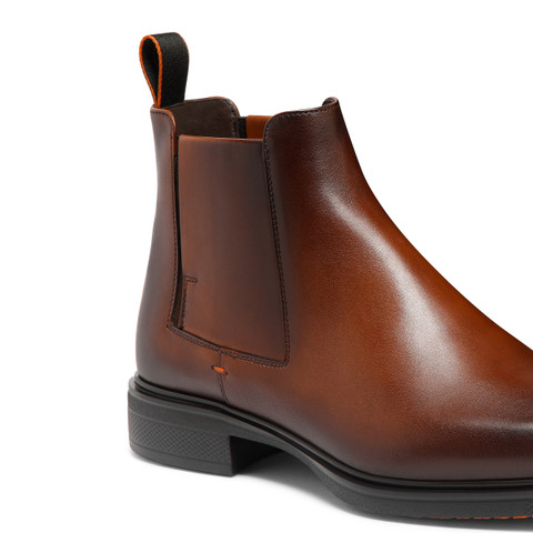 Men's dark brown leather Easy boot - Santoni - 6