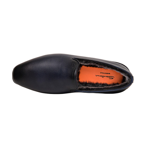 Men&rsquo;s polished blue leather slipper - Santoni - 4