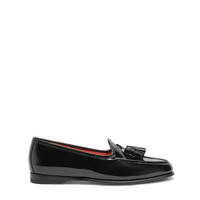 Women&rsquo;s black patent leather Andrea tassel loafer - Santoni - 1